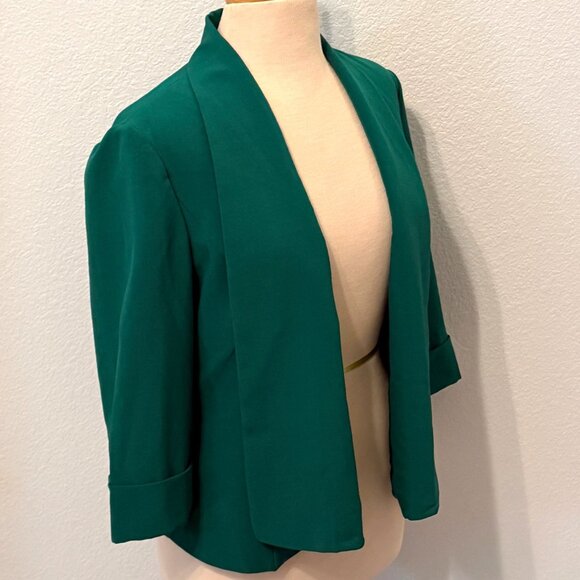 Evan Picone Black Label Kelly Green Open Front Blazer Jacket 10 Career Office - Picture 2 of 6